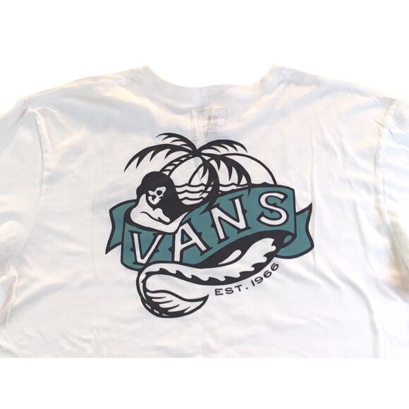 Vans T-Shirt Mermaid Palm Trees Size XXL White Green Black - Picture 1 of 6